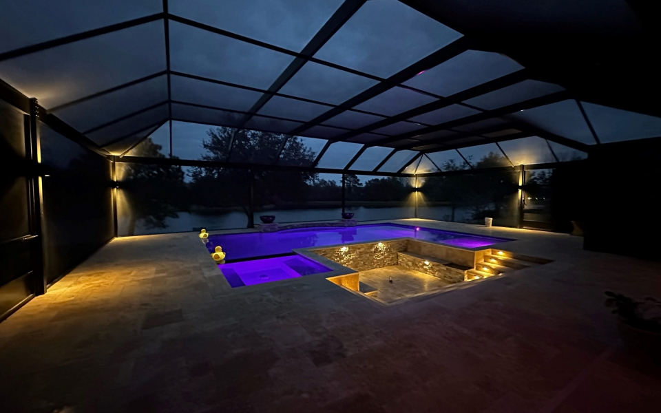 White Pool Enclosure Lighting